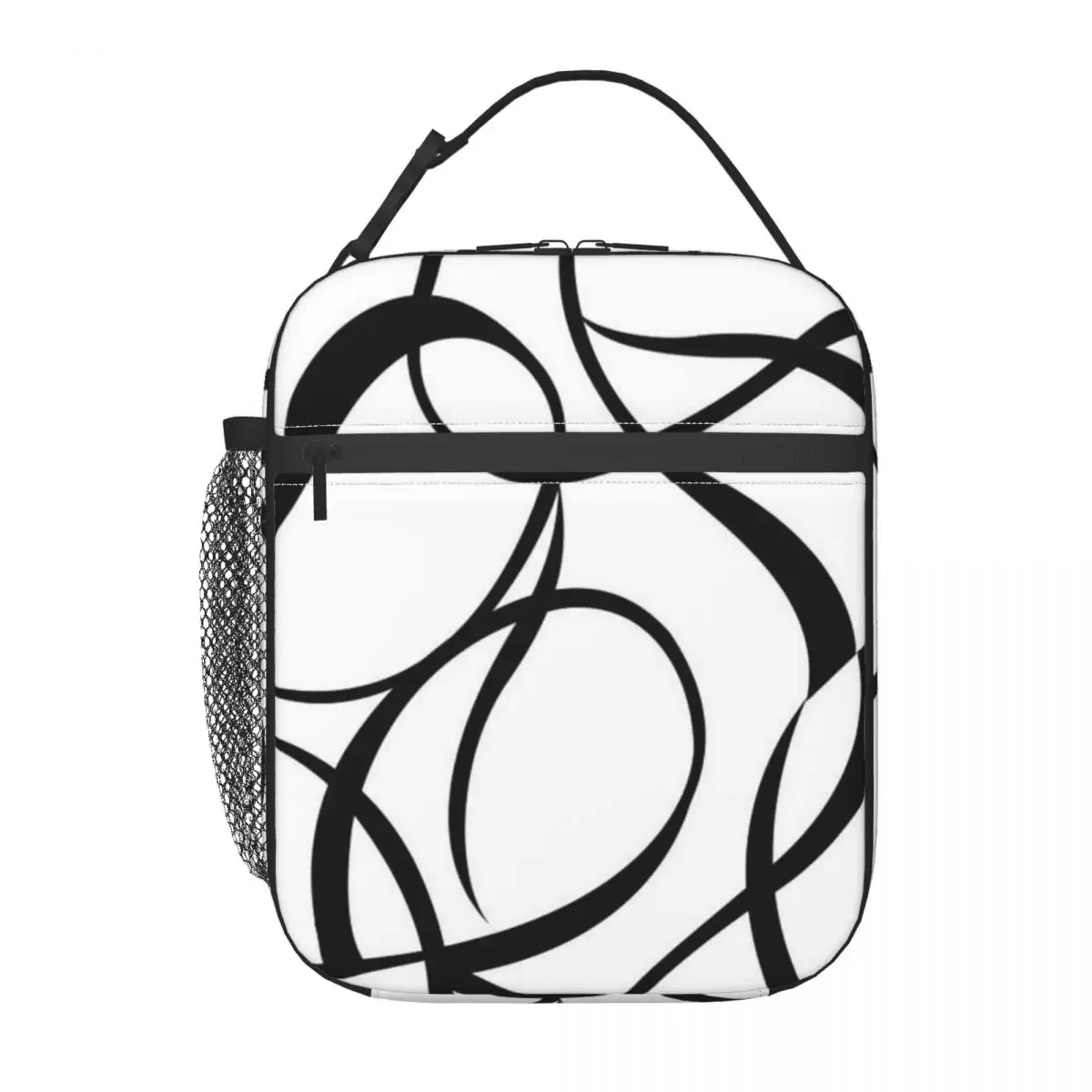 4 Pcs - 45cm 18In - Geometric Abstraction Line Insulated Lunch Bag for Women Children Portable Food Boxes Thermal Lunch Box Tote