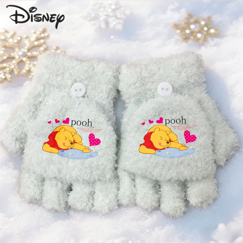 ديزني ويني بوه طباعة قفازات للأطفال الشتاء الدافئة اكسسوارات ويني بوه القفازات أصابع قفازات العمل ملابس رياضية الهدايا #5
