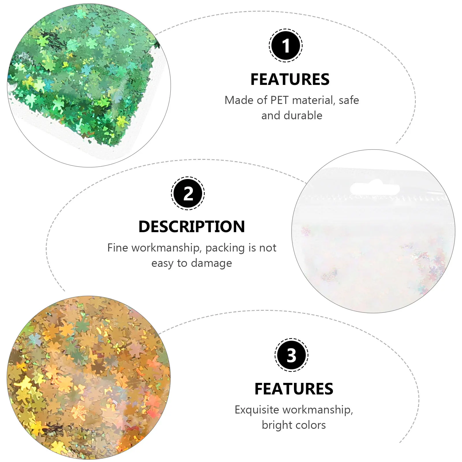 

6 Packs 4 Leaf Clover Art Decors Pet Material Manicure Accessories Diy Nail Decoration Sequins Nail Salon Supplies