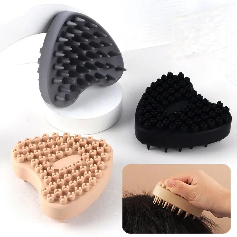

3-in-1 Heart-shaped Silicone Scalp Head Massager Soft Comb Wet Dry Hair Root Care Makeup Brush Cleaning Shampoo Shower Tool