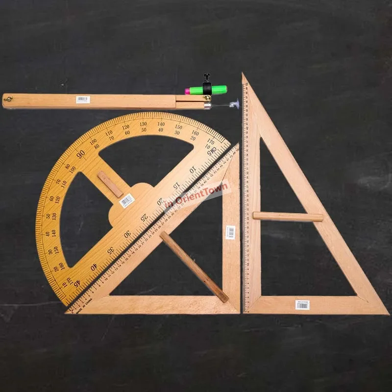 대형 원목 교사 삼각 보드, 눈금자 각도기, 칠판, 다목적 나침반, 삼각형 눈금자 세트, 50cm