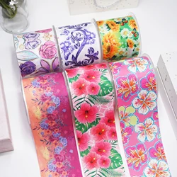 Cartoon Flower Printed Grosgrain Ribbon, DIY Craft Supplies, Sewing Accessories, 5 Yards 26079