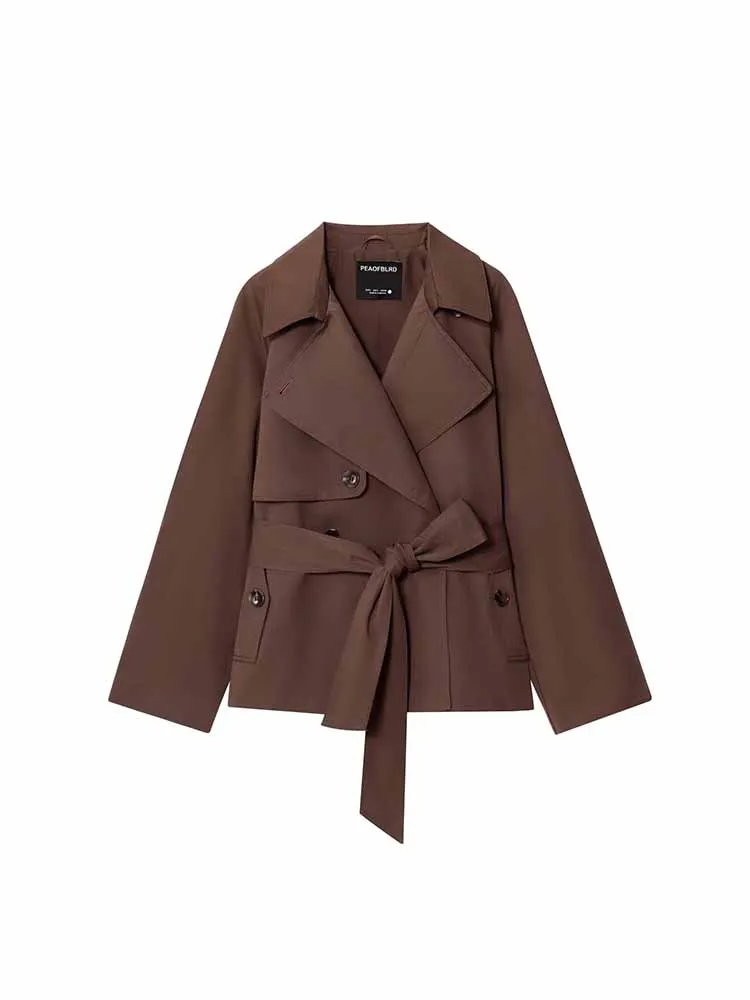 

European and American style autumn new fashion trend women's design belt loose versatile short windbreaker jacket