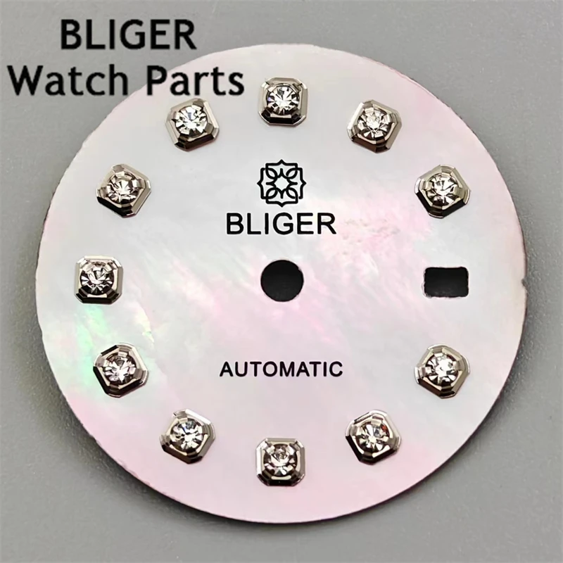 BLIGER 20.5mm Watch Dial For Ladies Watch Fit NH05A NH05 Automatic Movement Date Display Silver/Gold/Rose gold Diamond Index