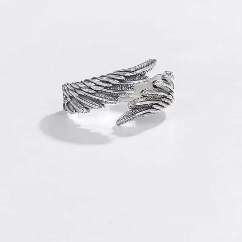 Vintage Retro Angel Demon Wing Couples Rings For Men Women Punk Hip Hop Jewelry jz437