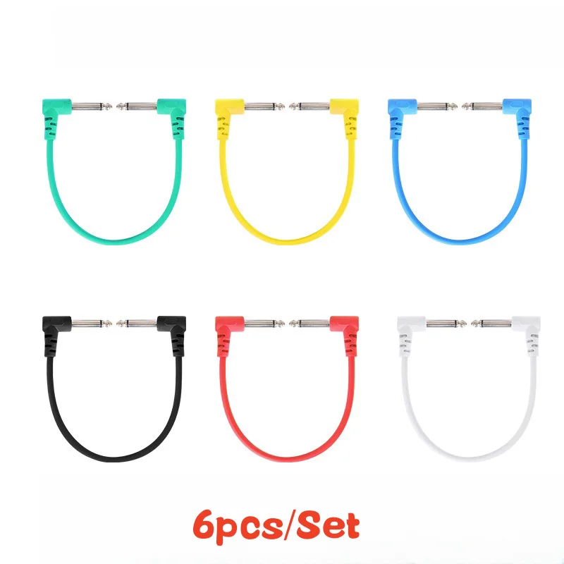 6pcs guitar pedal cable Electric Guitar Effect Pedal Patch Cable Cord Low Noise Shielded Audio Cable Leads 1/4 Right Angle Patch