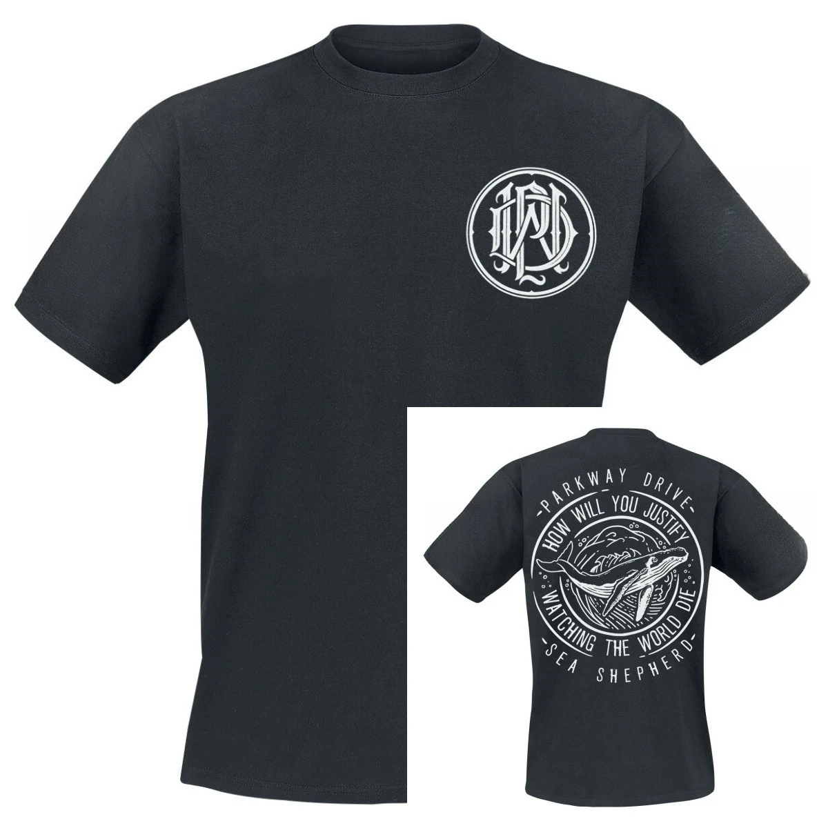 Metal Gothic Thorn Crescent Double Sided Print Black T-shirt Men Spike Letter Wreath Graphic Loose Short Sleeve Dark Punk Tees