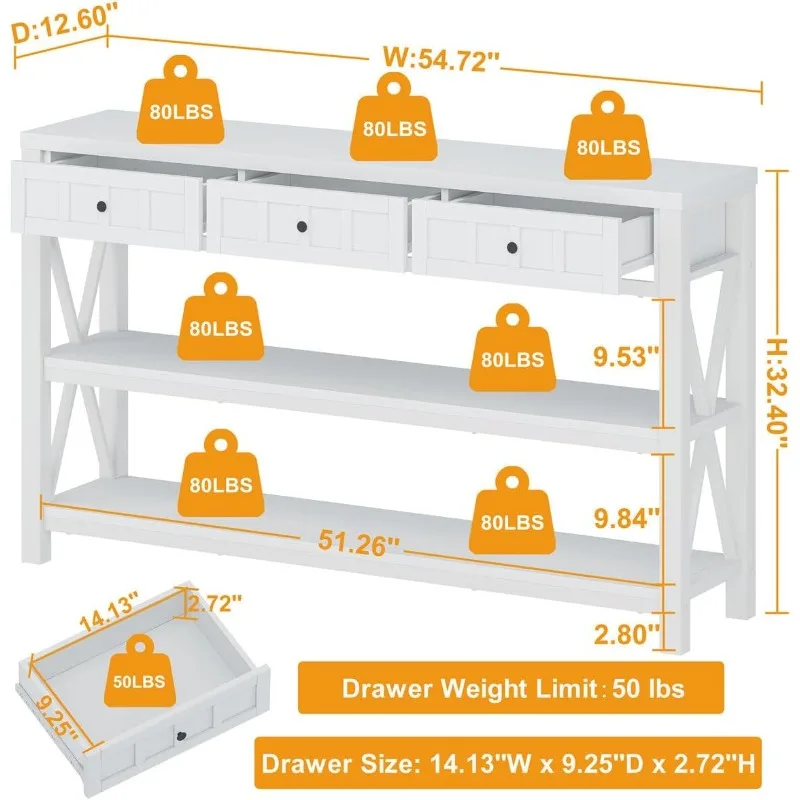 Mesa de console para entrada, mesa rústica de corredor de fazenda e mesa de sofá moderna atrás do sofá, casa.