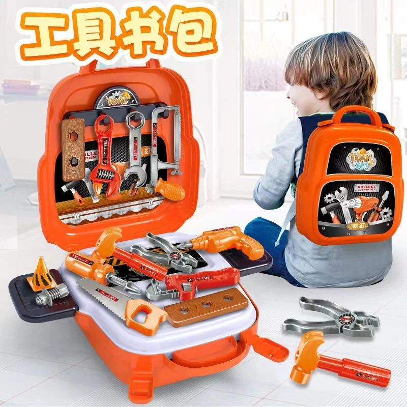 

Simulated Play House Pretend Play Tools Toy Engineer Drill Screw Children Toolbox House Repair Tool Set Bags for Boys Girls Gift