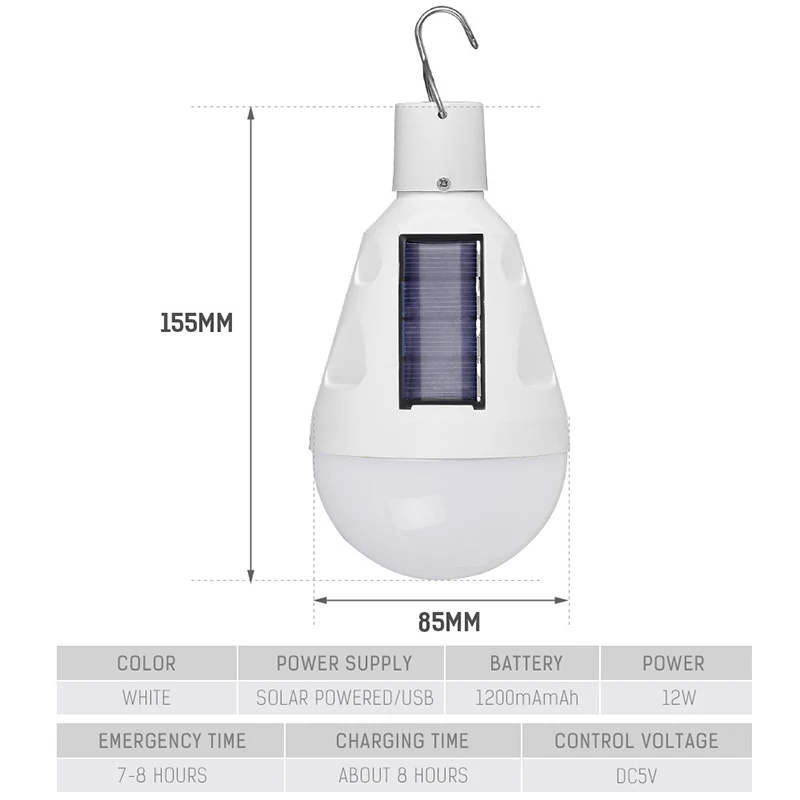 LED Solar Lamp 5V Outdoor Rechargeable Portable Emergency Light Solar Powered Bulb Repair Fishing Hook Tent Repair Camping Lamp