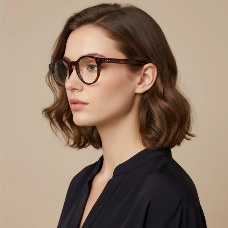 

Japanese retro acetate round glasses for men and women anti blue light reading eyeglass trendy 2025 luxury black optical frames