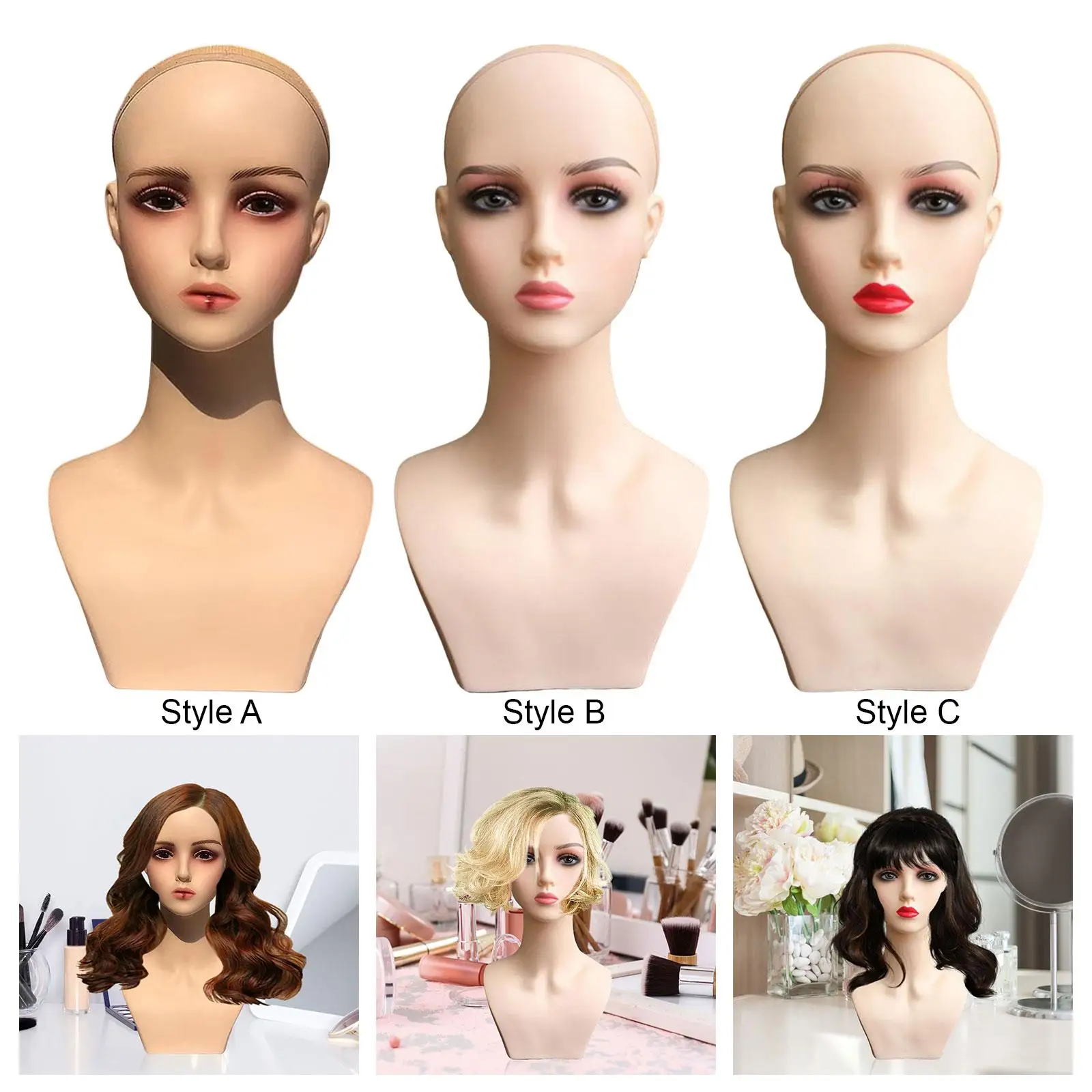 

Портативная голова манекена для демонстрации парика с плечом для дома и путешествий