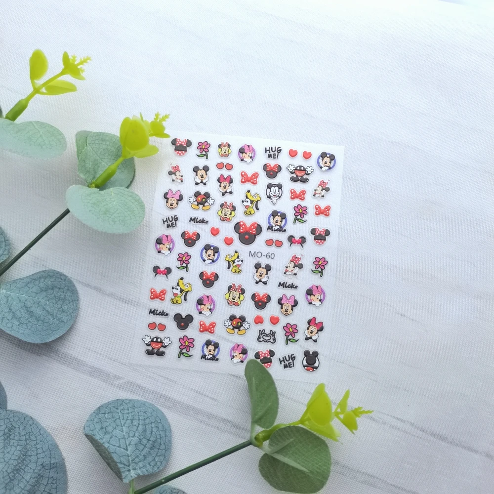 1 Vel Mickey Minnie Mouse Disney Nieuwe 5d Reliëf Nail Art Stickers Nagel Stickers Voor Manicure Fashion Design Diy Happy Accessoires