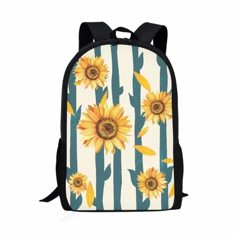 Mochila casual diária para meninos e meninas, bolsa escolar para estudantes, estampa padrão girassol, mochila para adolescentes, mochila para homens e mulheres