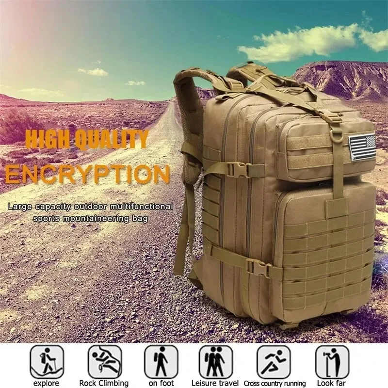 Outdoor sports bag Waterproof canvas backpack Outdoor camping hiking bag suitable for travel, camping, hunting