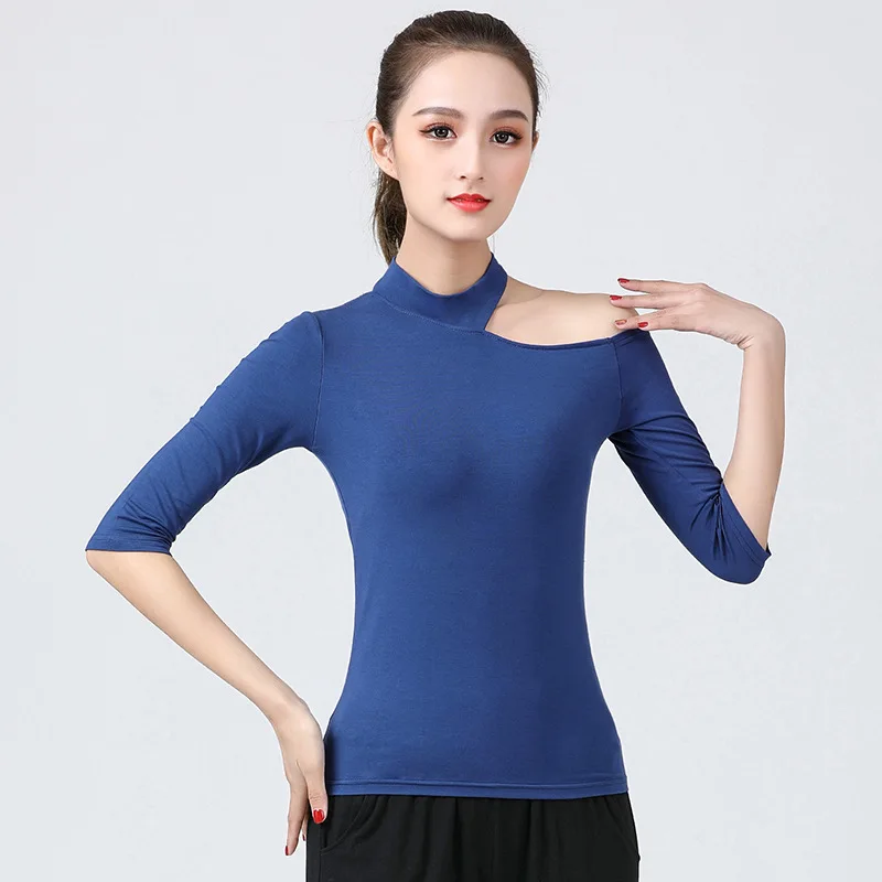 New 2022 Latin Tops Off-the-shoulder Sexy Fashion Dancing Uniform Classical Dance Female Modern Dance High Collar Long Sleeves