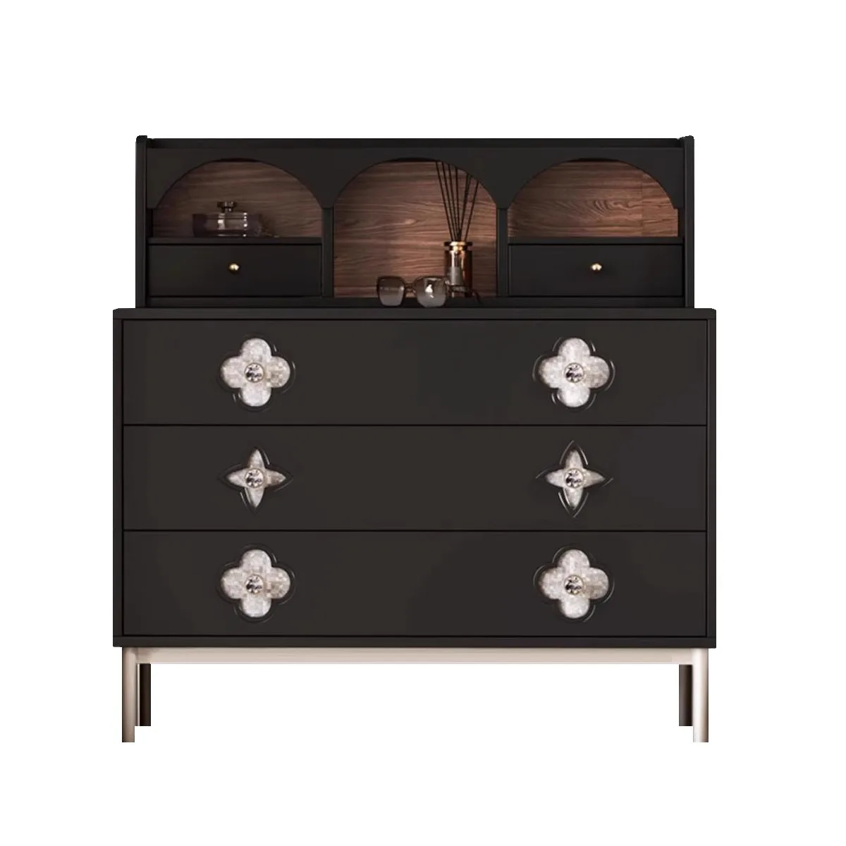 

Light luxury four leaf clover dresser drawer chest storage household Italian bedroom locker makeup table