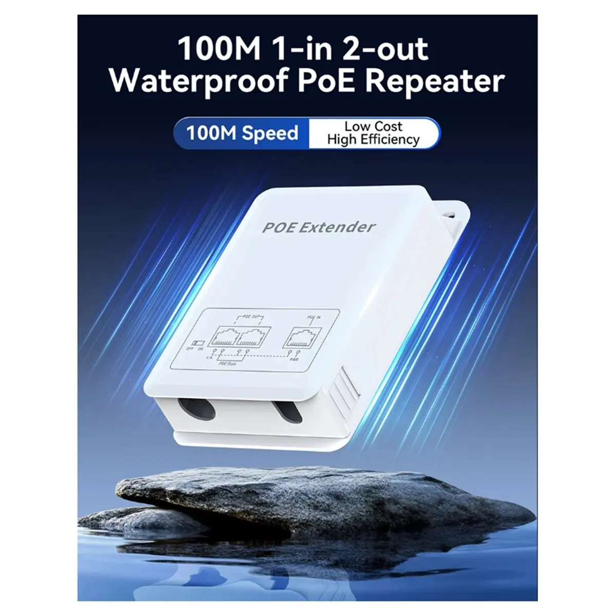 newA10R New 3 Port POE Extender 100M Outdoor Rainproof POE Repeater IP30 VLAN 44-57V 30W for POE Camera Wireless AP