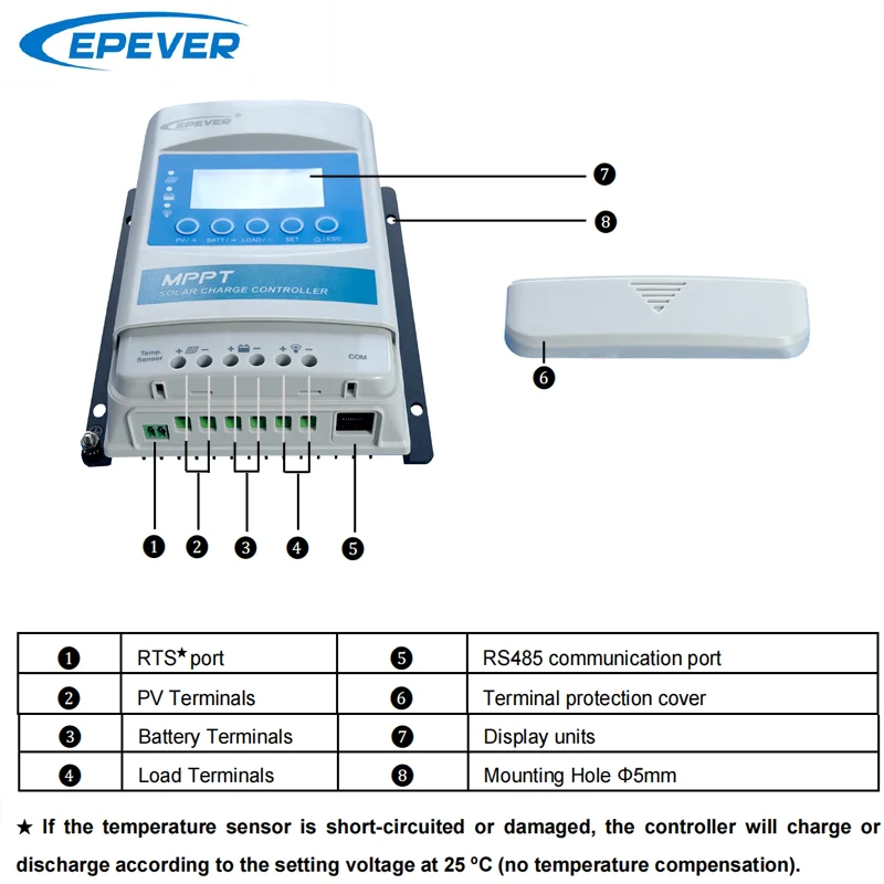 40A MPPT Solar Charge Controller 12/24/36/48V Lithium Battery Max PV 150V EPEVER XTRA4415N Regulator For Solar Power Home