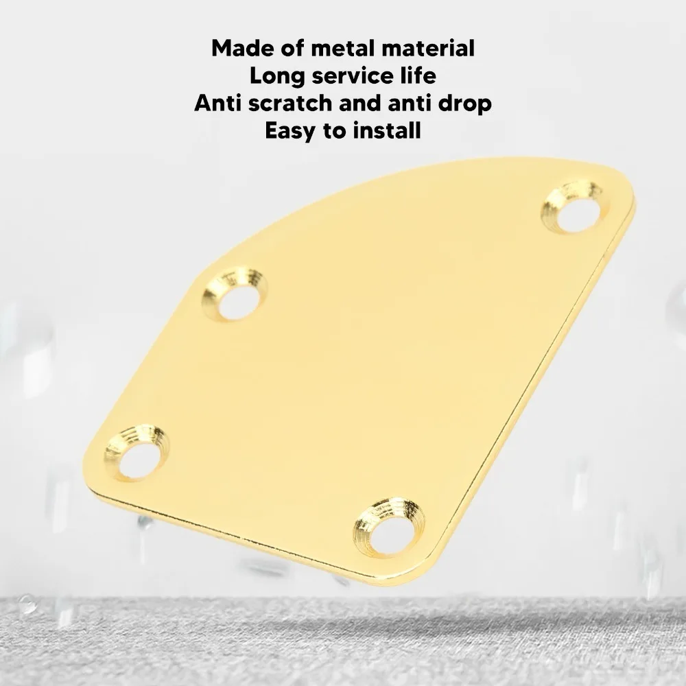 ​Curved Cutaway​ Electric Guitar Neck Plate​ ​Semi Round Joint​ ​4 Holes ​Guitar Neck Plate​ ​Guitar Bass Parts​ ​Back Mounting