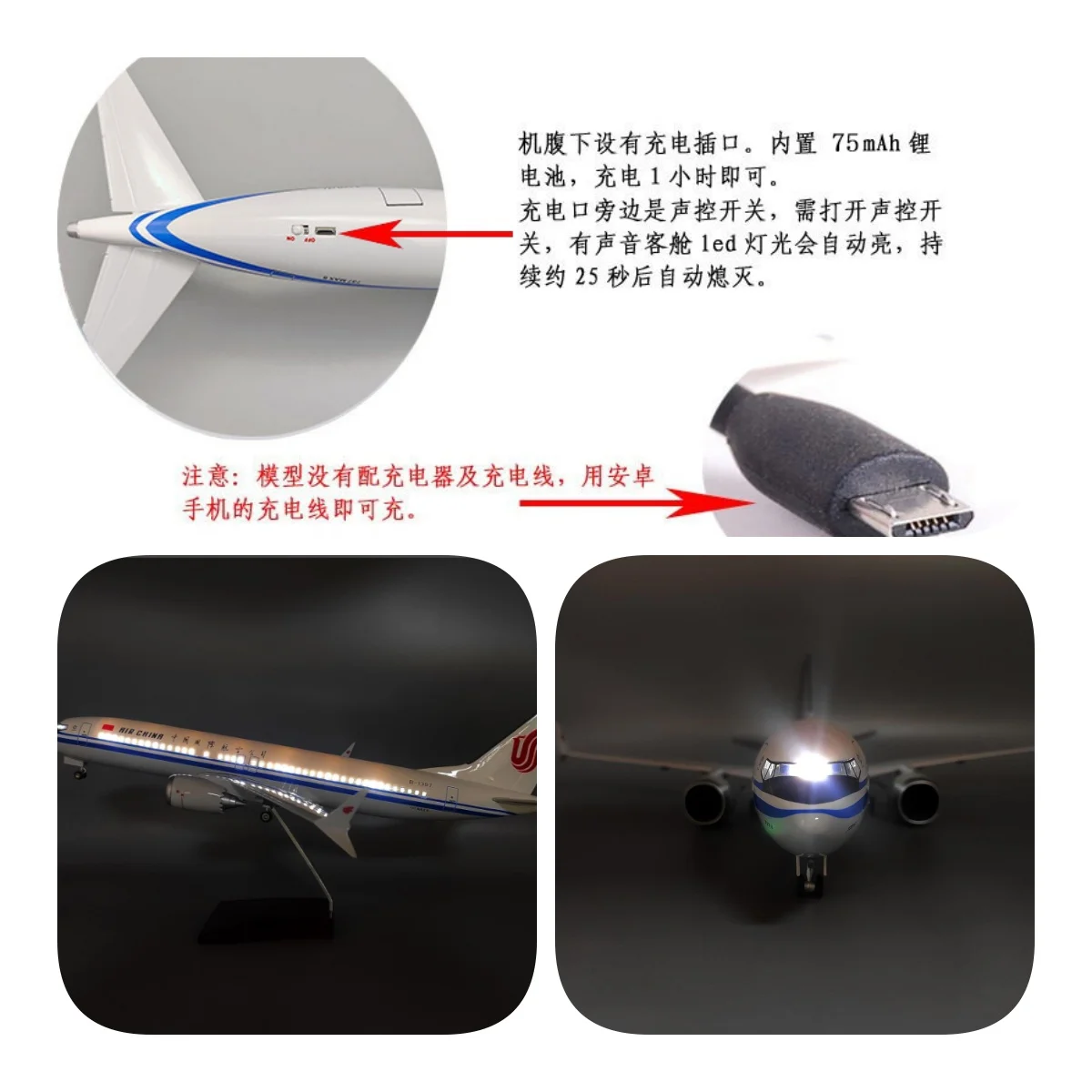 

Model Planes 1/85 Scale Aircraft 47cm Airplane Air China MAX B737-800 W Light & Landing Gears Model Diecast Resin Collection