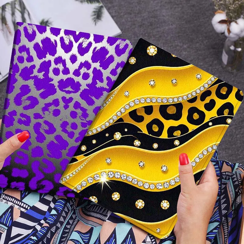 

Leopard Pattern Diamond Wave Gift Tablet Case For Lenovo Xiaoxin Legion Pad Tab Pro GT Y700 Gen4 2 11 P11 M10 K10 3rd Plus Gen