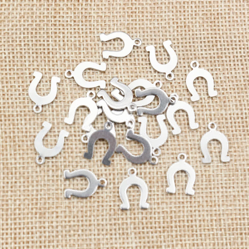 50pc/lot 14x9mm Horseshoe Charms 316 Stainless Steel Horse shoes Charms for necklace pendant charms Diy Jewelry Making