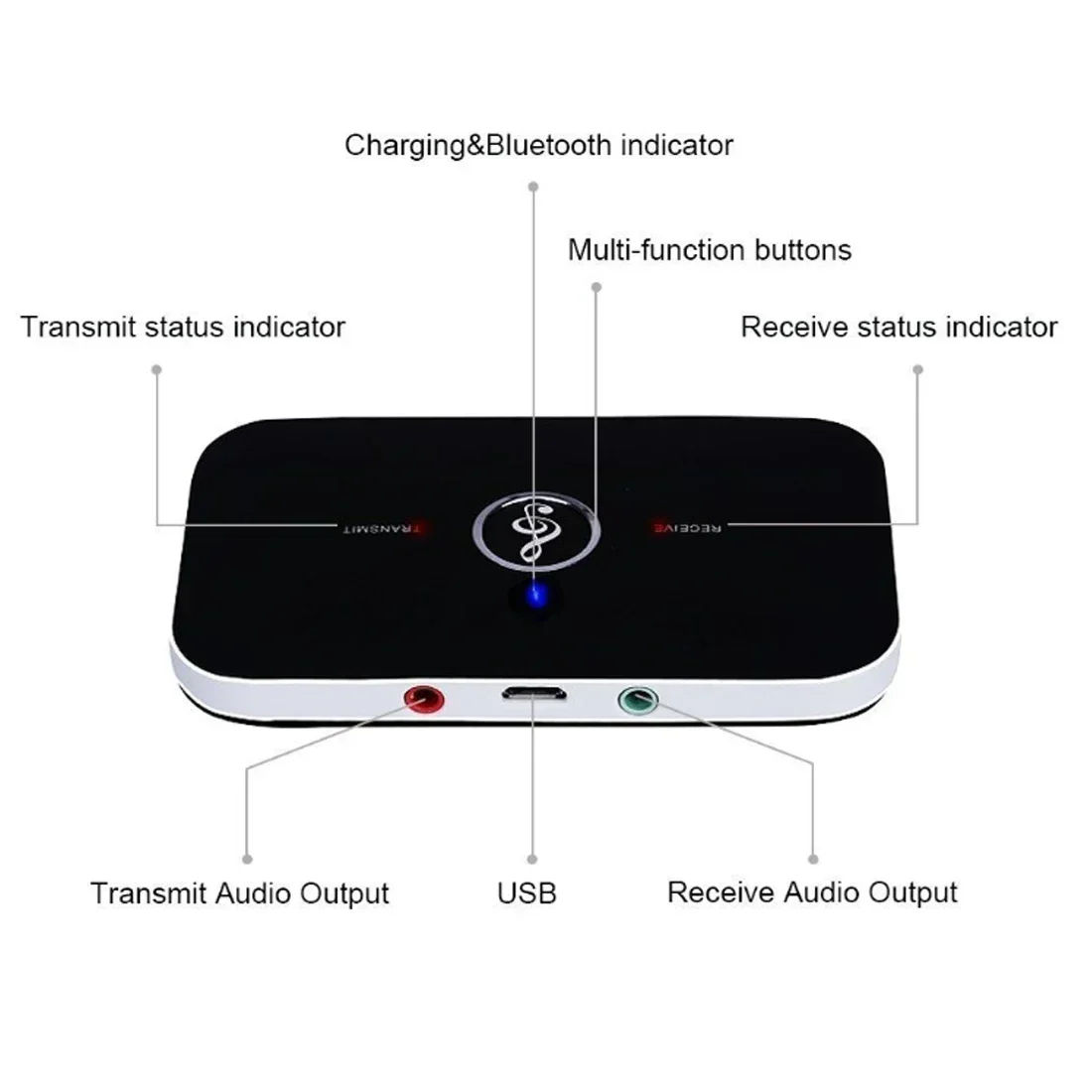 Bluetooth 5.0 Audio Transmitter Receiver Stereo 3.5mm AUX Jack RCA USB Dongle Music Wireless Adapter For Car Kit PC TV Headphone