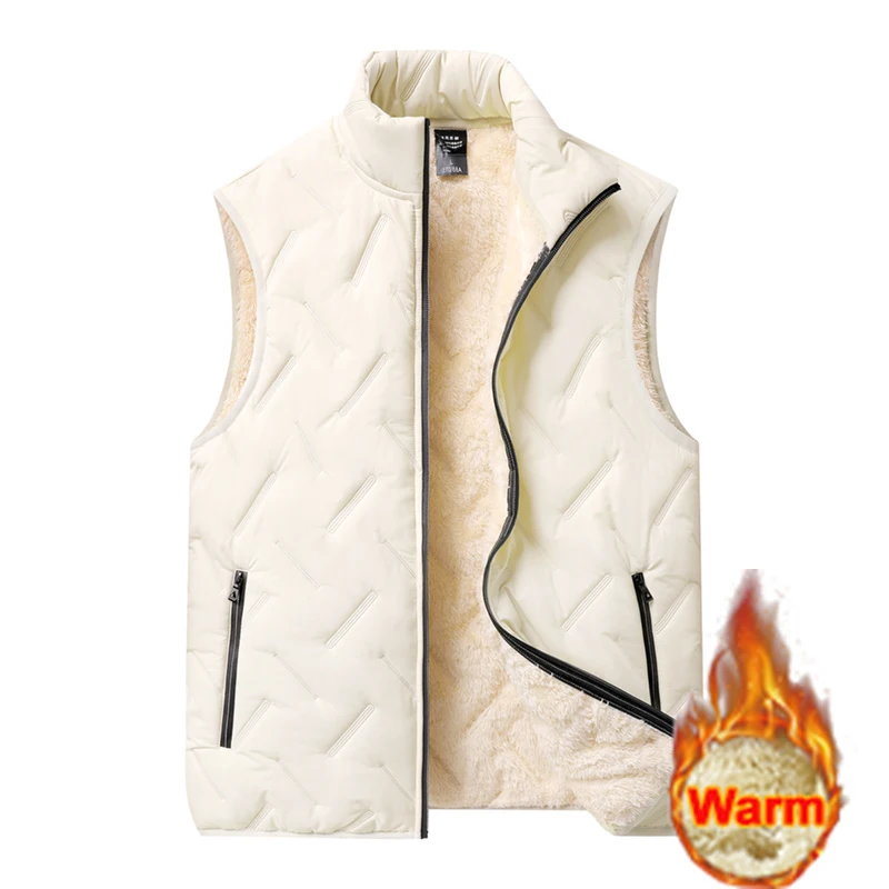 سترات رجالية مبطنة بالصوف لعام 2025 سترات شتوية دافئة متعددة الاستخدامات بدون أكمام مقاومة للرياح سترة سميكة مقاومة للبرودة سترة عمل #4