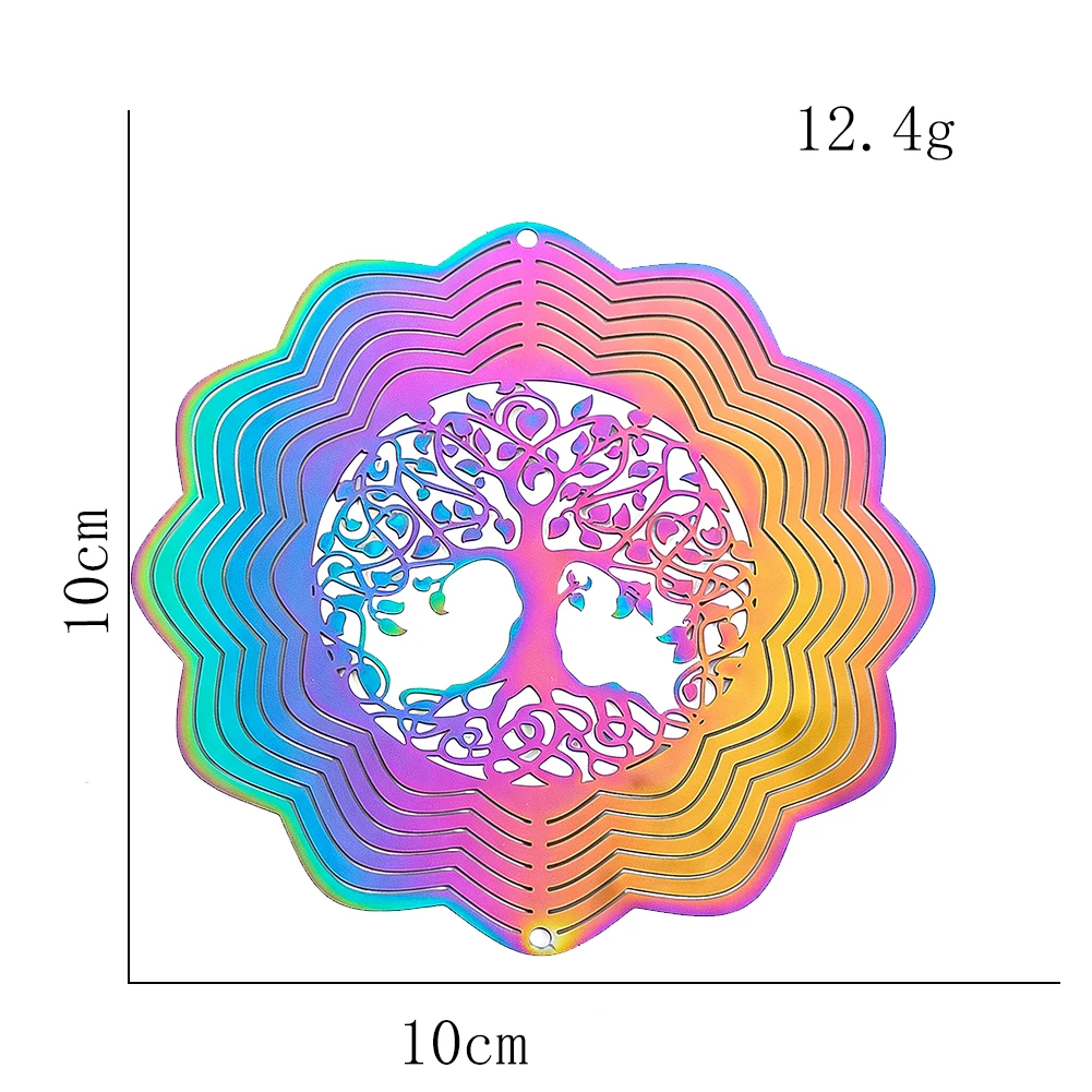 Lebensbaum Metall-Hängedekoration Windspiel Gartendeko Regenbogenfarben für Fenstervorhang Autospiegel Geschenk für Freunde Neu – Detail 5