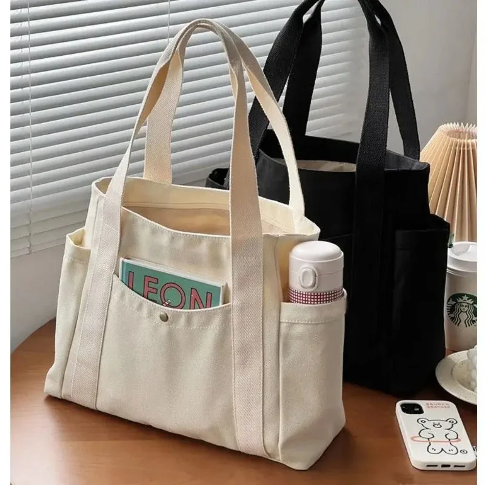 Large Capacity canvas tote bag, work commute portable bag, college student outfit, book shoulder bag, shopping bag