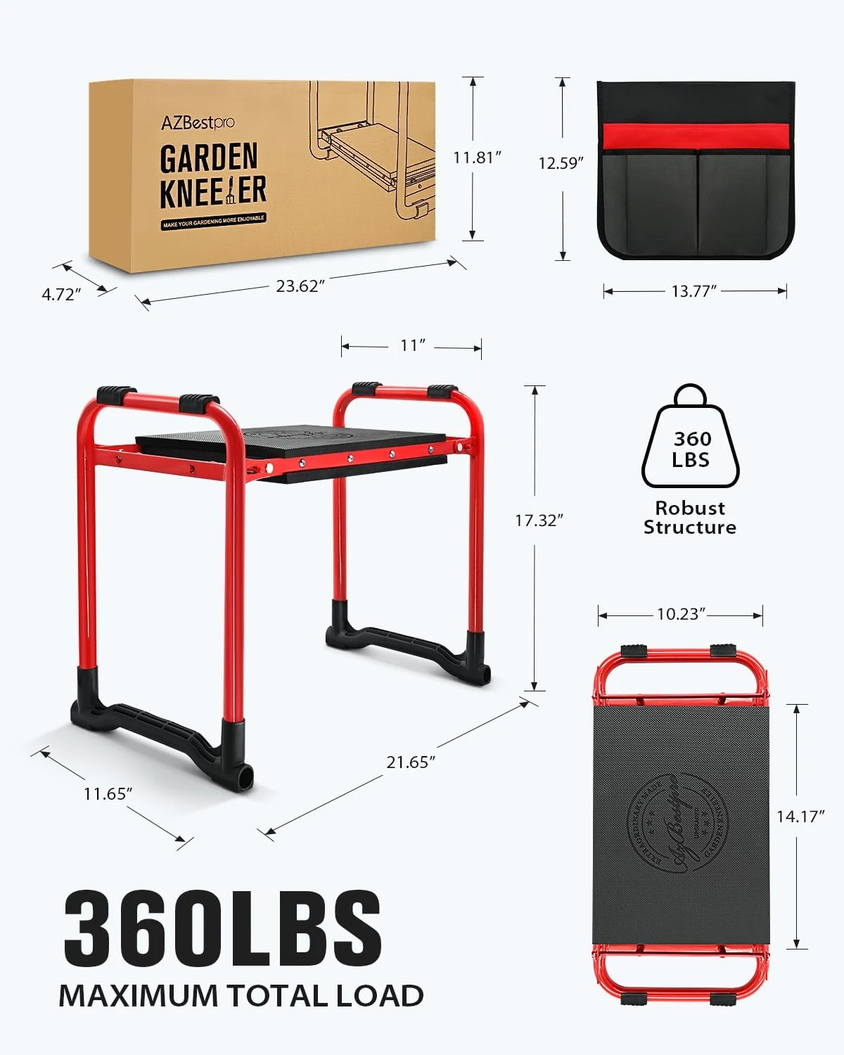 Garden Kneeler and Seat Heavy Duty, Foldable Gardening Stool - 2024 Upgraded Widened to 10