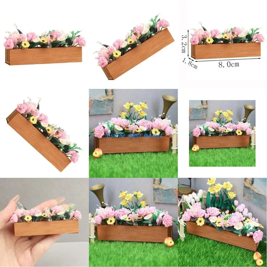 

090B Miniature Mini Artifical Flower Model Doll Houses Plant Accessory Realistic 1:12