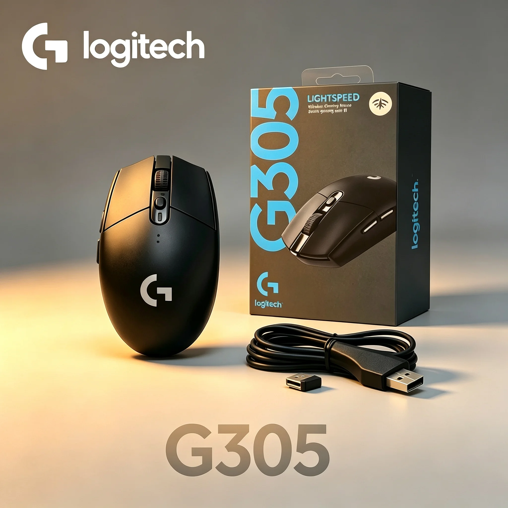 Logitech G305 LIGHTSPEED Wireless Mice Pack With Transfer Adapter Cable Low‑Noise Click Gaming Mouse For Office Environment And