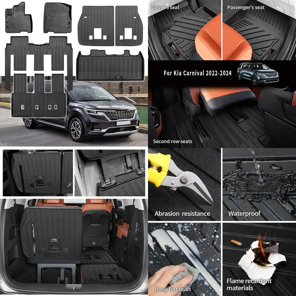 

На заказ для 2022-2024 2025 Kia Carnival 8-местные напольные коврики 3 ряда и грузовые коврики Коврики для спинки Всепогодные аксессуары из ТПЭ (только F)