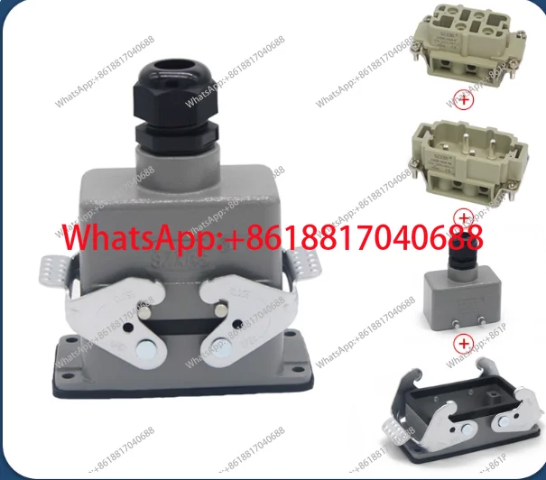 Connector 4-pin, HSB-004-01S-PG16 rectangular plug holder cold pressed male and female large ampere 35A