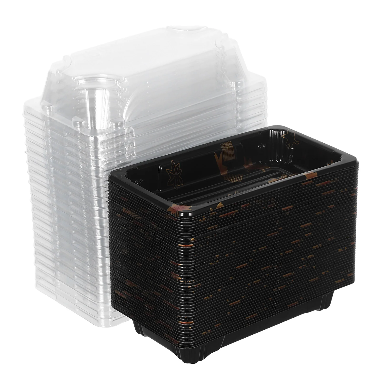 

50pcs Sushi Packing Box Disposable Pulp Containers For Food Trucks Restaurants Take Out Heat Resistant Eco-Friendly Thickened