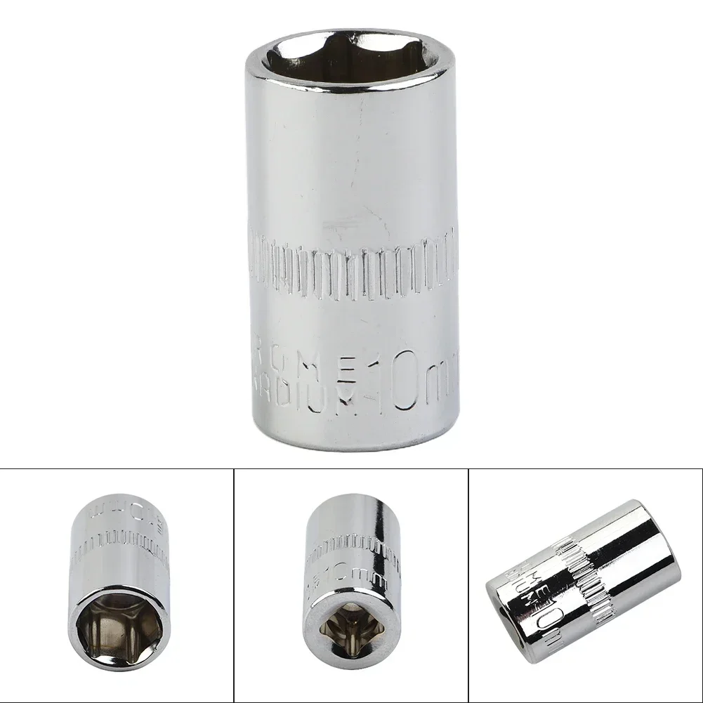 4Pcs Socket Chrome Vanadium Steel 1/4 Inch Drive 6-Point 10mm Socket 6 Point Socket For DIY Automotive Household Repairing Parts