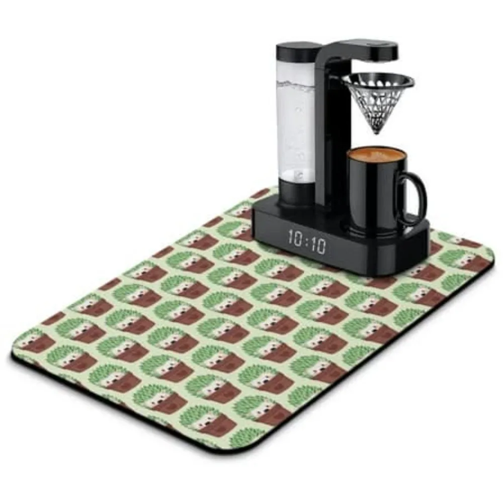 Cafe Maker Cushion Cartoon Hedgehog Print Water Absorbent Skid Resistant Kitchen Desk Beverage Cup Plate Coaster Area Mat