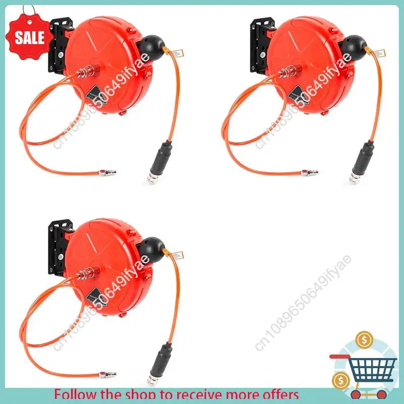 Y67A-3X Retractable Air Hose Reel 10M Wall Mounted Automatic Rewind Air Hose Tool With Swivel Bracket Air Compressor Supplies