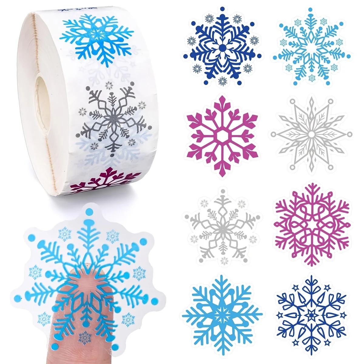 Transparent Alien Snowflake Graffiti Roll Sticker Irregular Pattern New Year Christmas Festival, Party DIY Decoration Supplies