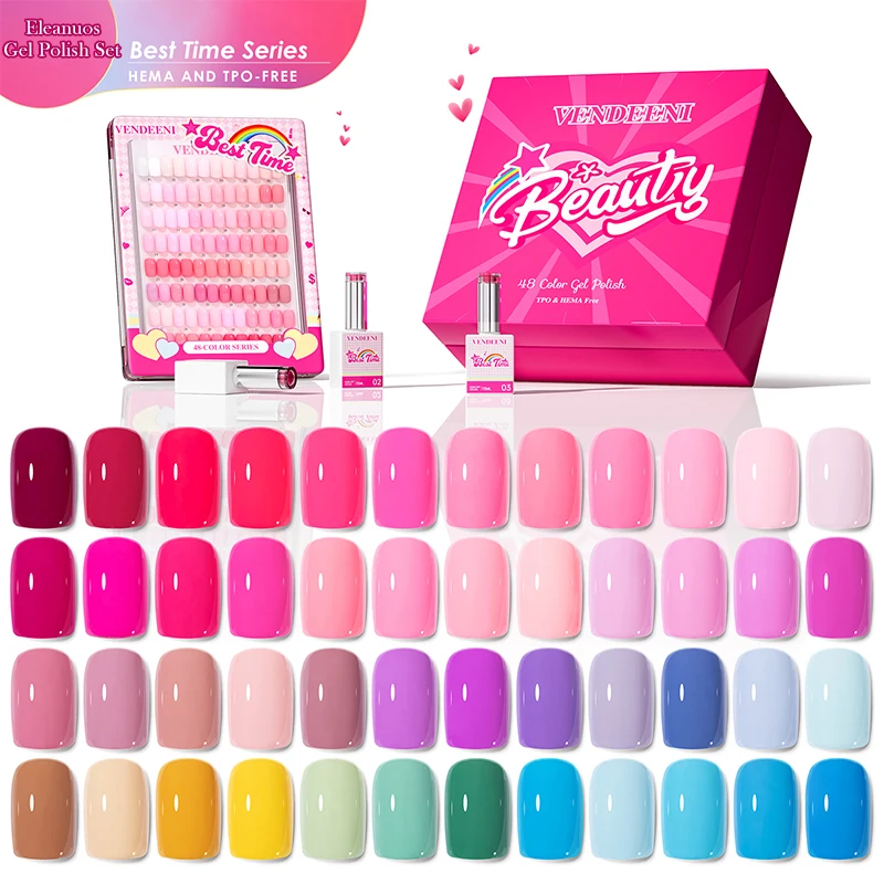 48 Colors Solid Color Nail Gel Polish UV LED Soak Off Varnish Mixed Shades Display Board Swatch Manicure Nail Art Salon Tools