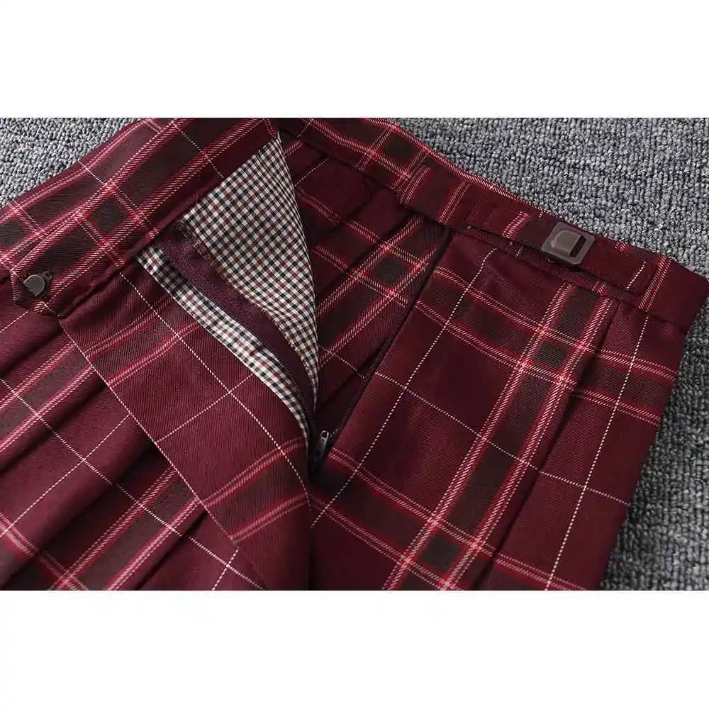 ハイウエストチェック柄スカート 学生服 JK制服 スカート プリーツスカート ビジネス ホーム コットン生地 秋シーズン