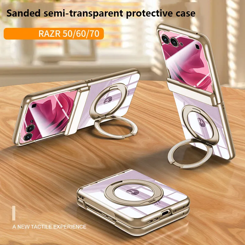 

Electroplated 360 ° Bracket Holder Case For Motorola Razr 70 60 50 5G Magnetic Spring Hinge Protective Cover