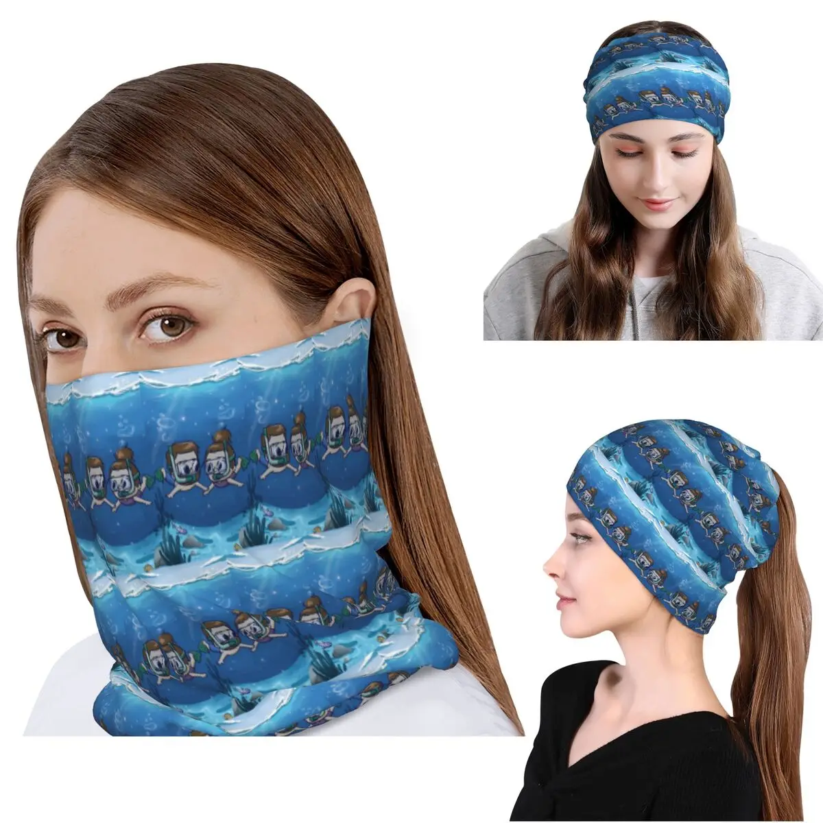 

Under Water Couple - Pibubear Bandana Neck Cover Wrap Scarf Multifunction Face Mask Beanies Hat for Men Women Adult Winter