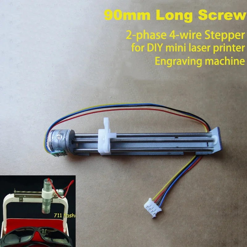 1PC Long Stroke DC 5V 2-phase 4-wire Stepper Motor Precision 90mm Micro  Linear Actuator  DIY Laser Printer Engraving machine