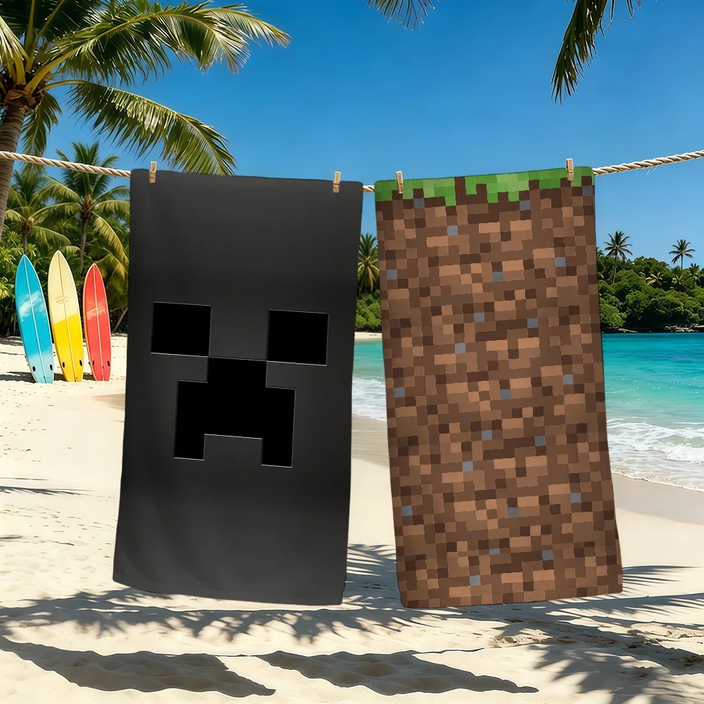 M-MinecraftS-ES Classic Game Towel For Outdoor Camping Beach Towel Super Absorbent Quick-Drying Summer Towel