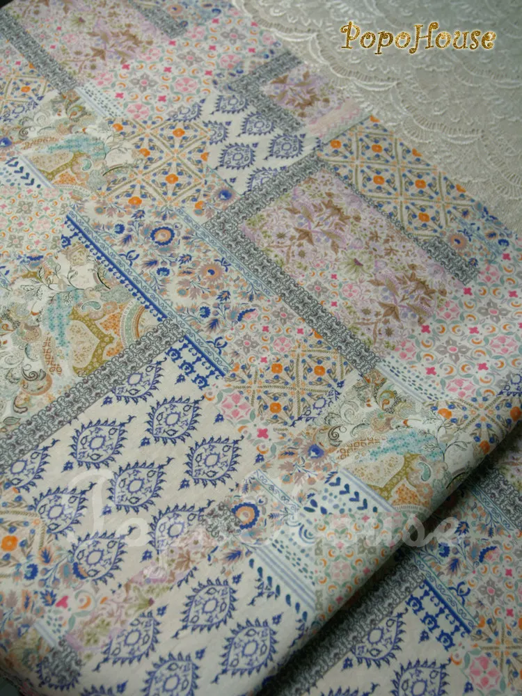 145 x 50 cm großer Patchwork-Stoff aus leichter Baumwolle für den Sommer – perfekt für Kleider, Puppenkleidung und DIY-Bastelarbeiten – Detail 1