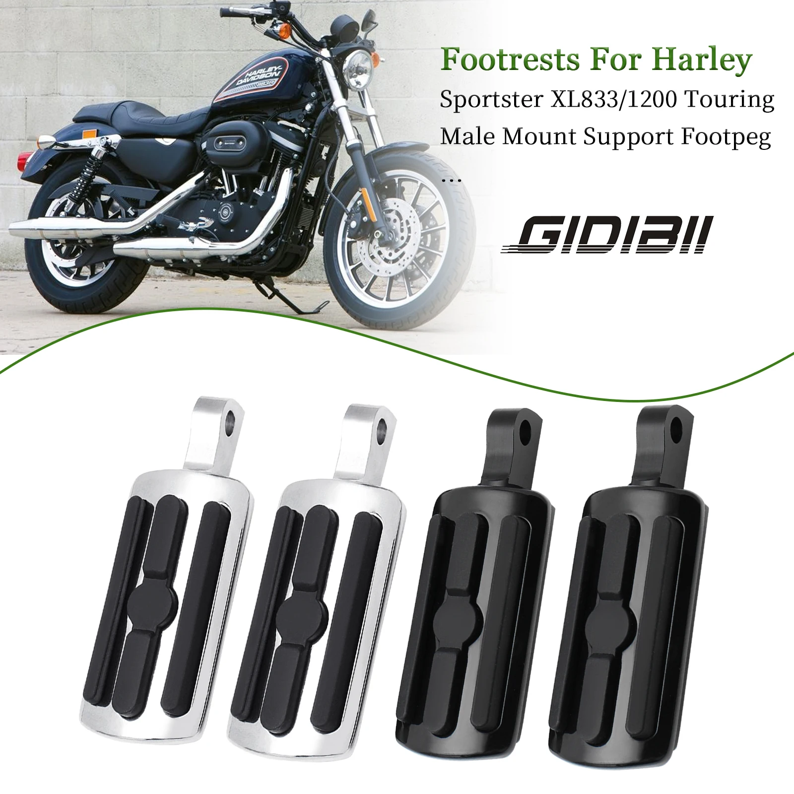 

1 Pair Driver/Passenger Footpegs Set For Harley Sportster XL883 XL883C XL883L XL883R XL1100 XL1200 XL1200C XL1200R XL1200S