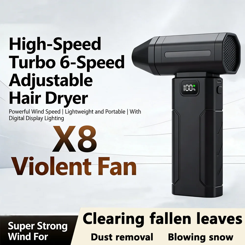 

Электрический воздуходув, обновленная беспроводная модель, 100000 об/мин, сверхмощный ручной турбовентилятор с подсветкой, 5 скоростей, перезаряжаемый